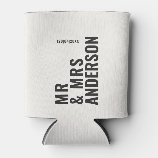 Moderne creme schwarz minimale kühn einfache Hochz Dosenkühler (Vorderseite)