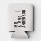 Moderne creme schwarz minimale kühn einfache Hochz Dosenkühler (Rückseite)