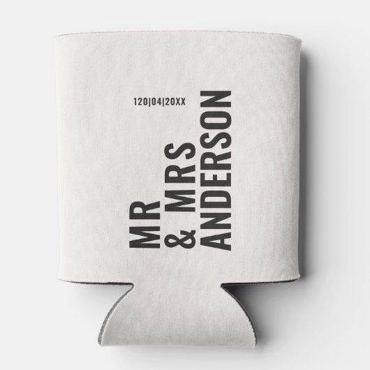 Moderne creme schwarz minimale kühn einfache Hochz Dosenkühler (Rückseite)