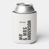 Moderne creme schwarz minimale kühn einfache Hochz Dosenkühler (Kanne Rückseite)