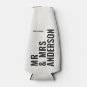 Moderne creme schwarz minimale kühn einfache Hochz Flaschenkühler (Vorderseite)