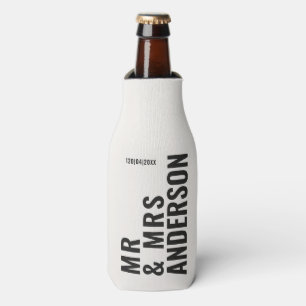 Moderne creme schwarz minimale kühn einfache Hochz Flaschenkühler