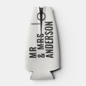 Moderne creme schwarz minimale kühn einfache Hochz Flaschenkühler (Rückseite)