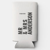 Moderne creme schwarz minimale kühn einfache Hochz Selters Dosenkühler (Rückseite)