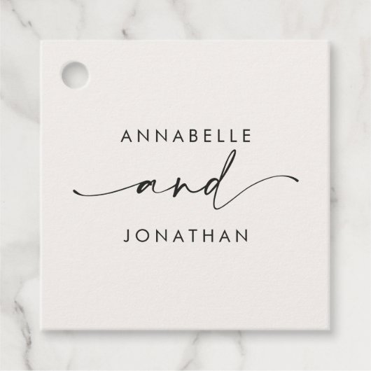 Moderne creme schwarz minimale zeitgenössische Hoc Geschenkanhänger (Vorderseite)