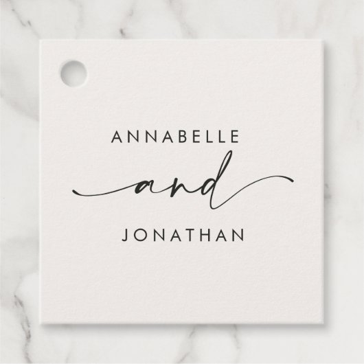 Moderne creme schwarz minimale zeitgenössische Hoc Geschenkanhänger (Vorderseite)