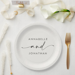 Moderne creme schwarz minimale zeitgenössische Hoc Pappteller