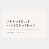 Moderne creme schwarz minimale zeitgenössische Hoc Rechteckiger Aufkleber (Vorderseite)