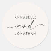 Moderne creme schwarz minimale zeitgenössische Hoc Runder Aufkleber (Vorderseite)