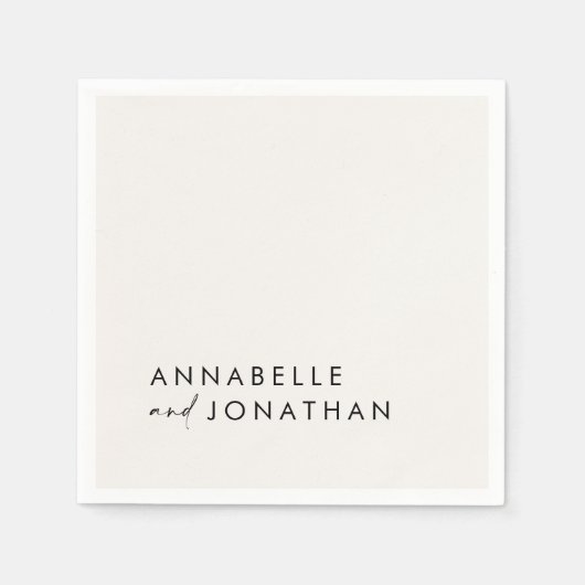 Moderne creme schwarz minimale zeitgenössische Hoc Serviette (Vorderseite)