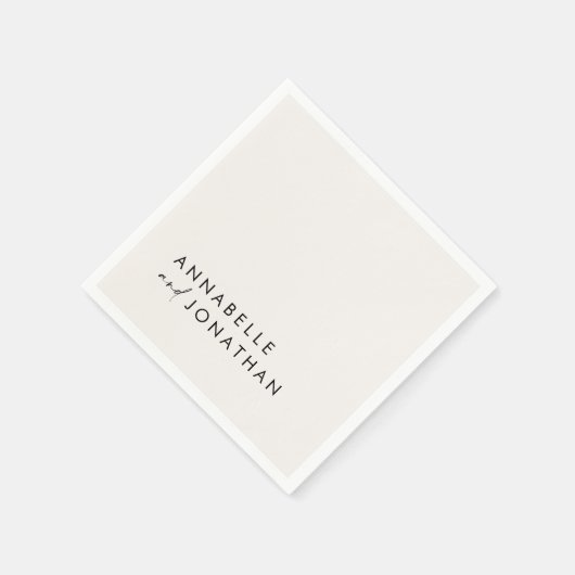 Moderne creme schwarz minimale zeitgenössische Hoc Serviette (Ecke)