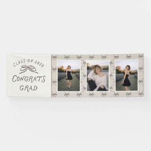 Moderne Creme Taupe Schleifen 3 Foto Abschlussfeie Banner