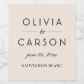 Moderne Creme und Black Script Wedding Monogram Weinetikett (Einzelnes Label)