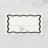 Moderne Creme- und Black Wavy-Rahmen-Hochzeit Platzkarte (Vorderseite)