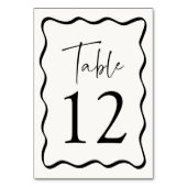 Moderne Creme- und Black Wavy-Rahmen-Hochzeit Tischnummer (Vorderseite)