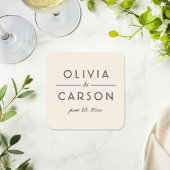 Moderne Creme und Black Wedding Monogram Rechteckiger Pappuntersetzer