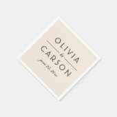 Moderne Creme und Black Wedding Monogram Serviette (Ecke)