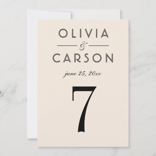 Moderne Creme und Black Wedding Tischnummer (Rückseite)