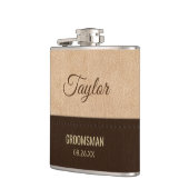 Moderne Creme und braunes Leder Flachmann (Links)