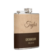 Moderne Creme und braunes Leder Flachmann (Rechts)