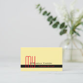 Moderne Creme und Schwarz mit Monogramm Beruflich Visitenkarte (Stehend Vorderseite)
