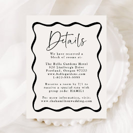 Moderne Creme- und Schwarz-Wavy-Rahmen-Hochzeitsde Begleitkarte