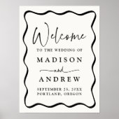 Moderne Creme und Schwarz-Weiß-Rahmen-Hochzeit wil Poster (Vorne)