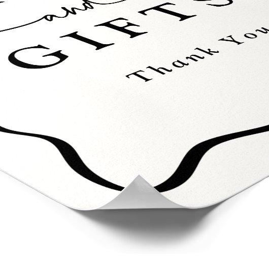 Moderne Creme- und schwarze Wavy-Frame-Karten und Poster (Ecke)