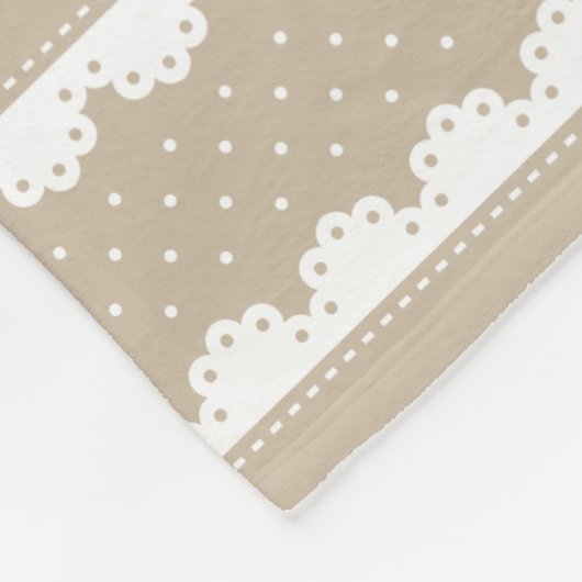 Moderne Creme und weißer Polka-Dot-Muster Fleecedecke (Ecke)