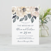 Moderne, cremefarbene Aquarellschrift Hochzeit Einladung (Stehend Vorderseite)