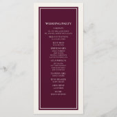 Moderne cremefarbene burgunderrote Hochzeitsprogra Programm (Rückseite)