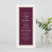 Moderne cremefarbene burgunderrote Hochzeitsprogra Programm (Stehend Vorderseite)