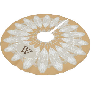 Moderne cremefarbene Spitze personalisiert Polyester Weihnachtsbaumdecke