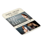 Moderne Cremfarbe Save the Date Hochzeit 3 Fotos Magnet (Rechte Seite)