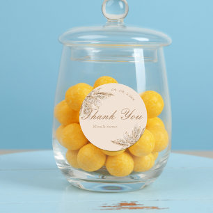 Moderne cremige Pampas Gras Hochzeit Danke Runder Aufkleber