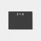 Moderne Crescent Moons Monogram Black Post-it Klebezettel (Vorderseite)