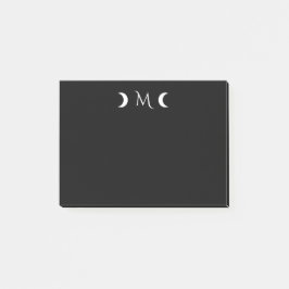 Moderne Crescent Moons Monogram Black Post-it Klebezettel