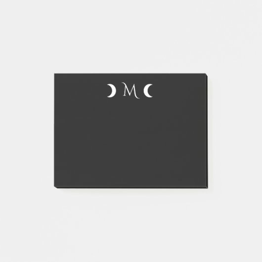 Moderne Crescent Moons Monogram Black Post-it Klebezettel (Vorderseite)
