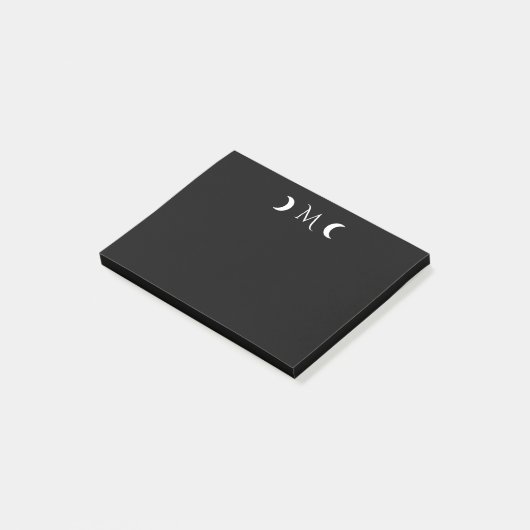 Moderne Crescent Moons Monogram Black Post-it Klebezettel (angewinkelt)