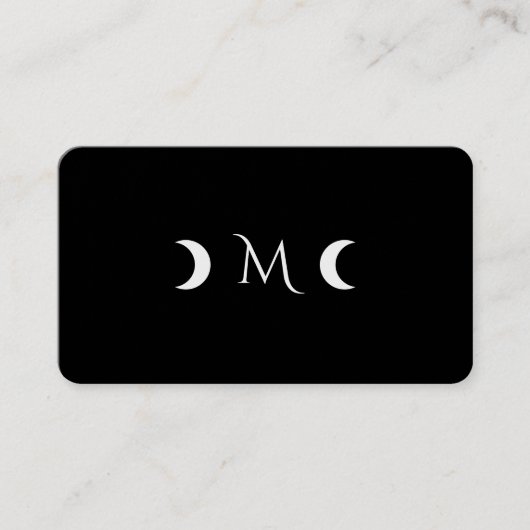 Moderne Crescent Moons Monogram Black Visitenkarte (Vorderseite)