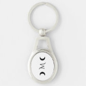 Moderne Crescent Moons Schwarz-Weiß Schlüsselanhänger (Vorderseite)