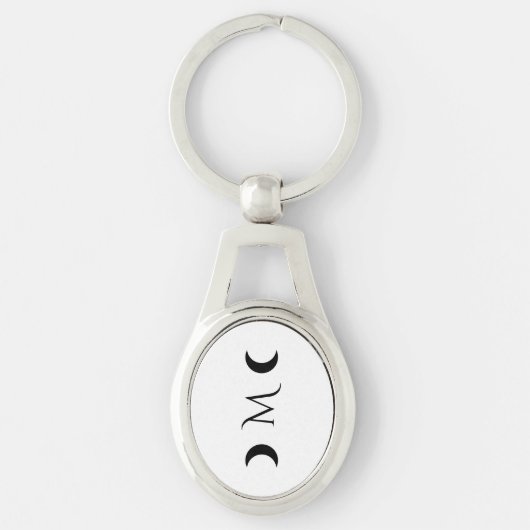Moderne Crescent Moons Schwarz-Weiß Schlüsselanhänger (Vorderseite)