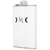 Moderne Crescent Moons weiß und schwarz Monogramm Flachmann (Links)