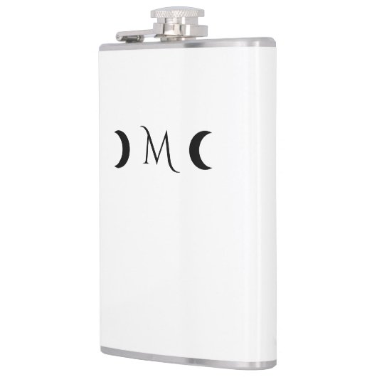 Moderne Crescent Moons weiß und schwarz Monogramm Flachmann (Links)