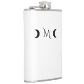 Moderne Crescent Moons weiß und schwarz Monogramm Flachmann (Rechts)