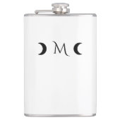 Moderne Crescent Moons weiß und schwarz Monogramm Flachmann (Vorderseite)