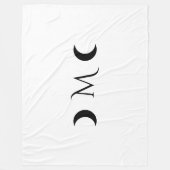 Moderne Crescent Moons weiß und schwarz Monogramm Fleecedecke (Vorderseite)