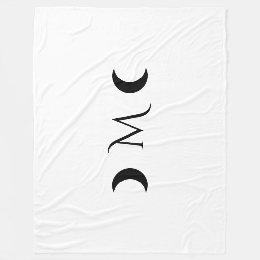 Moderne Crescent Moons weiß und schwarz Monogramm Fleecedecke (Vorderseite)