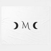 Moderne Crescent Moons weiß und schwarz Monogramm Fleecedecke (Vorderseite (Horizontal))