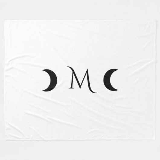 Moderne Crescent Moons weiß und schwarz Monogramm Fleecedecke (Vorderseite (Horizontal))